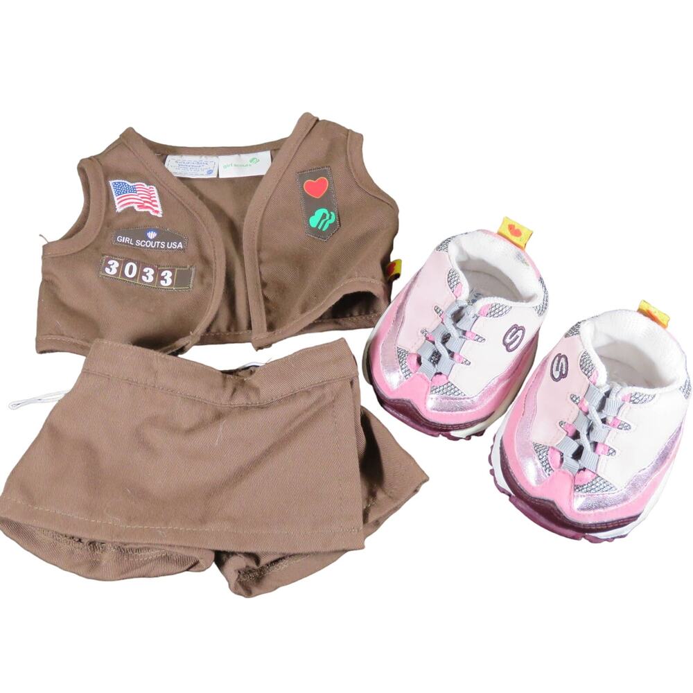 Build-A-Bear Girl Scout Uniform Set with Skechers Shoes - Authentic Plush Outfit